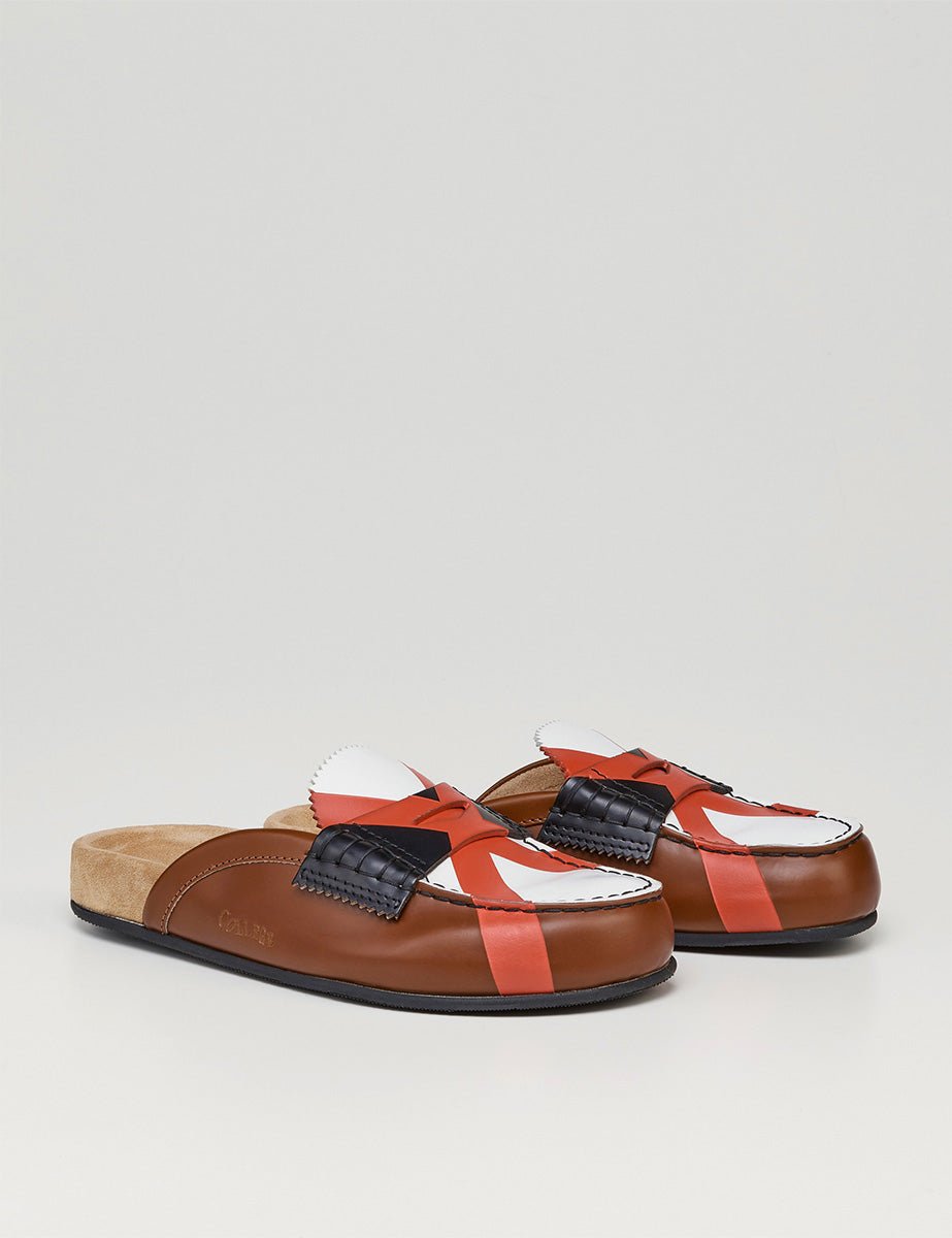 mules tricolore tan black flirt - college - sabot
