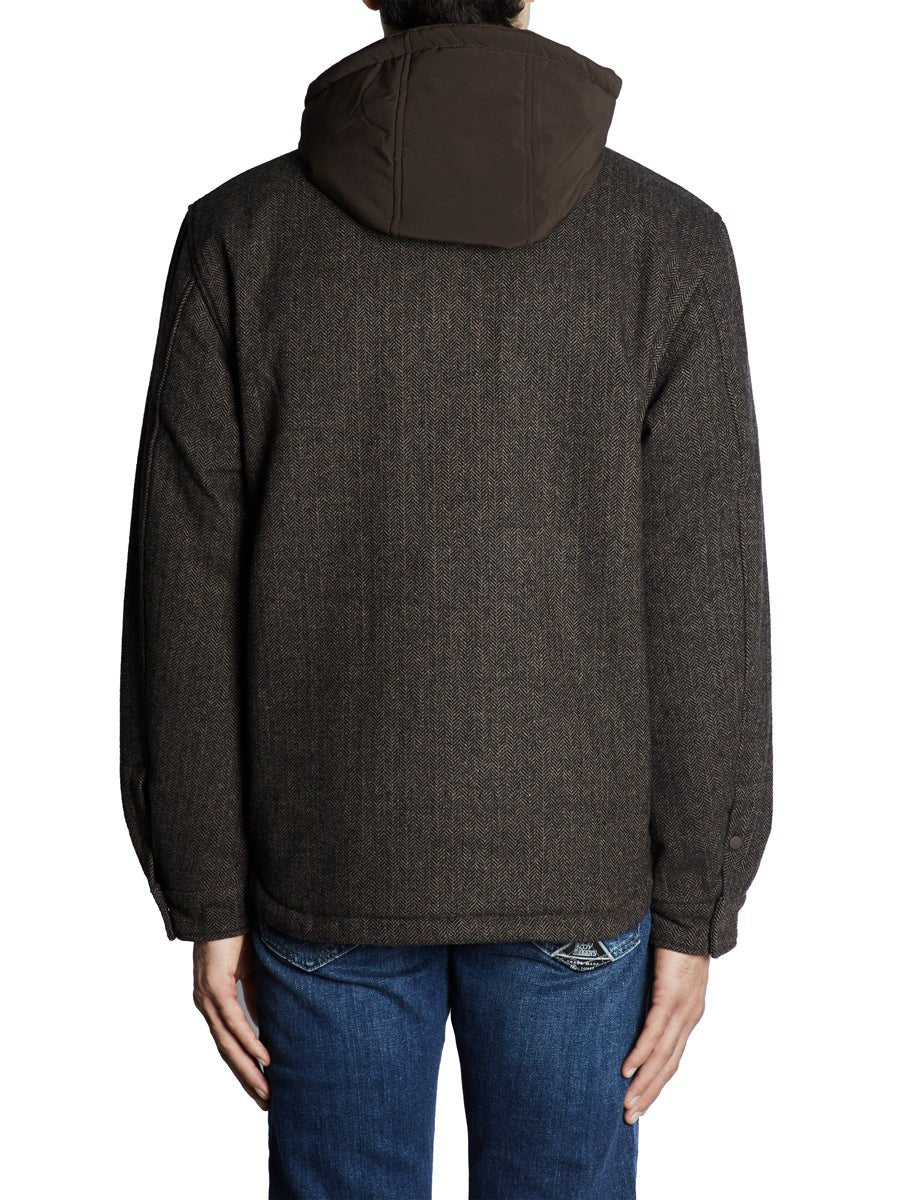 overshirt cappuccio interno nylon brown - alley docks - giacca