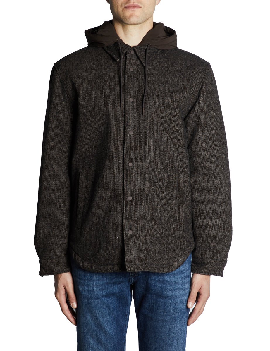 overshirt cappuccio interno nylon brown - alley docks - giacca
