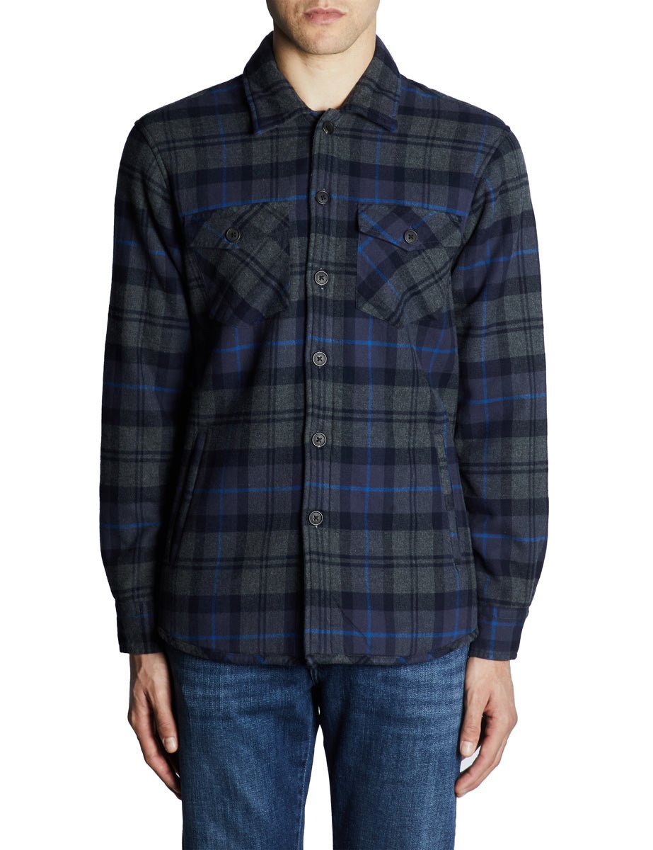 overshirt check flanella blu grigio - alley docks - giacca
