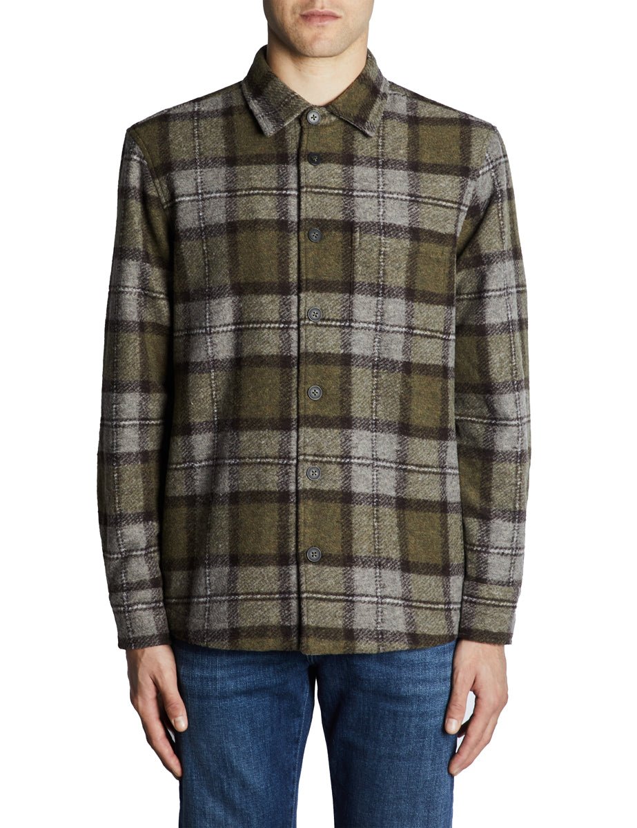 overshirt check interno trapuntato green brown - alley docks - giacca