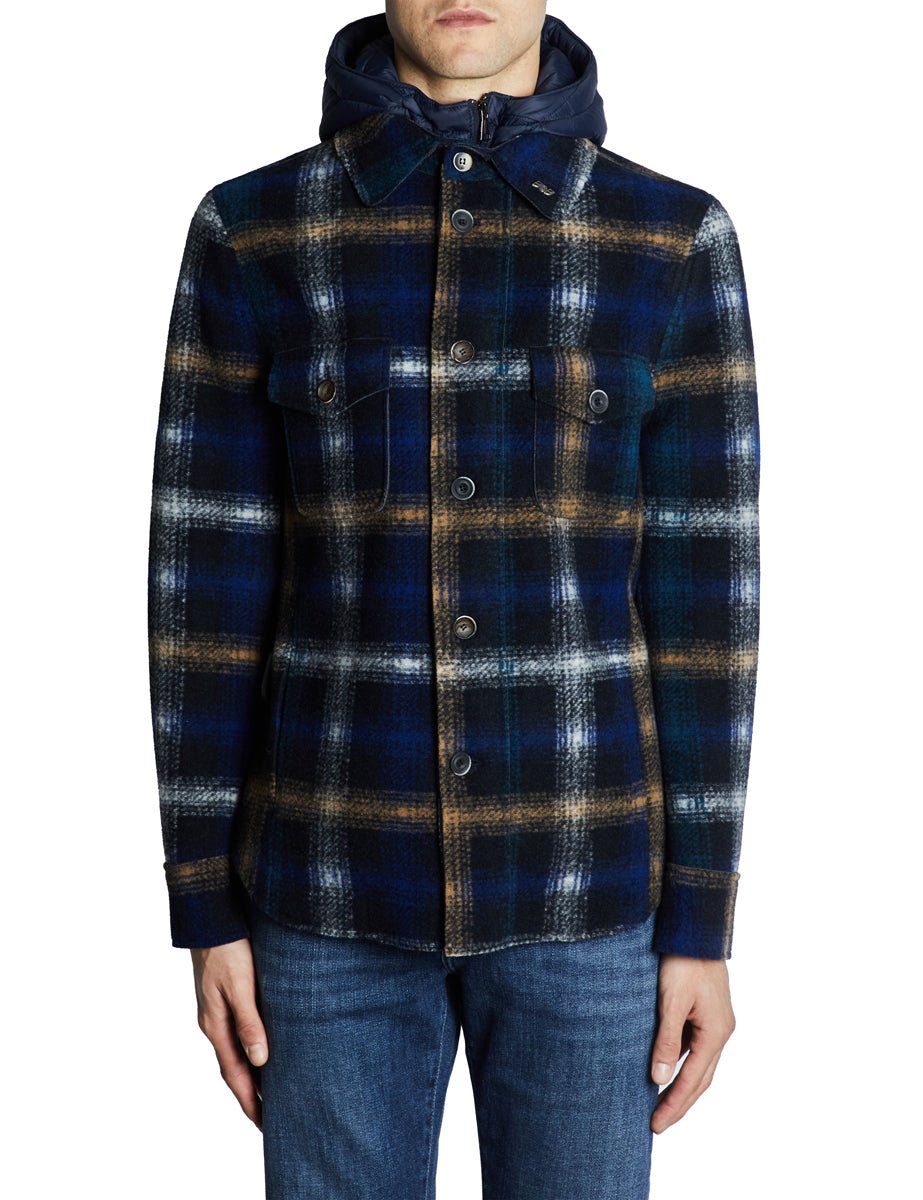 overshirt checks blu bianco beige - bob - giacca