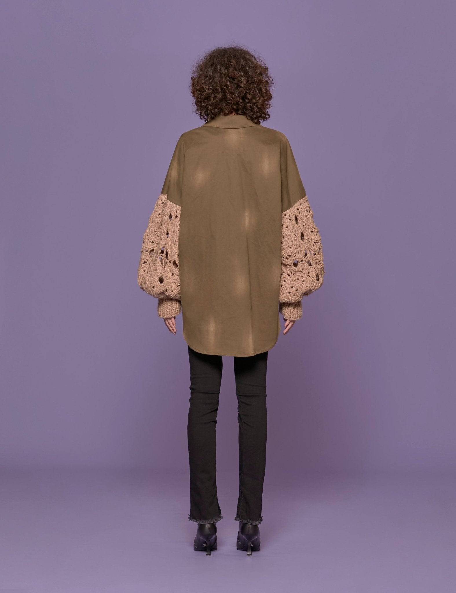 overshirt maniche crochet fiore - tu lize - giacca