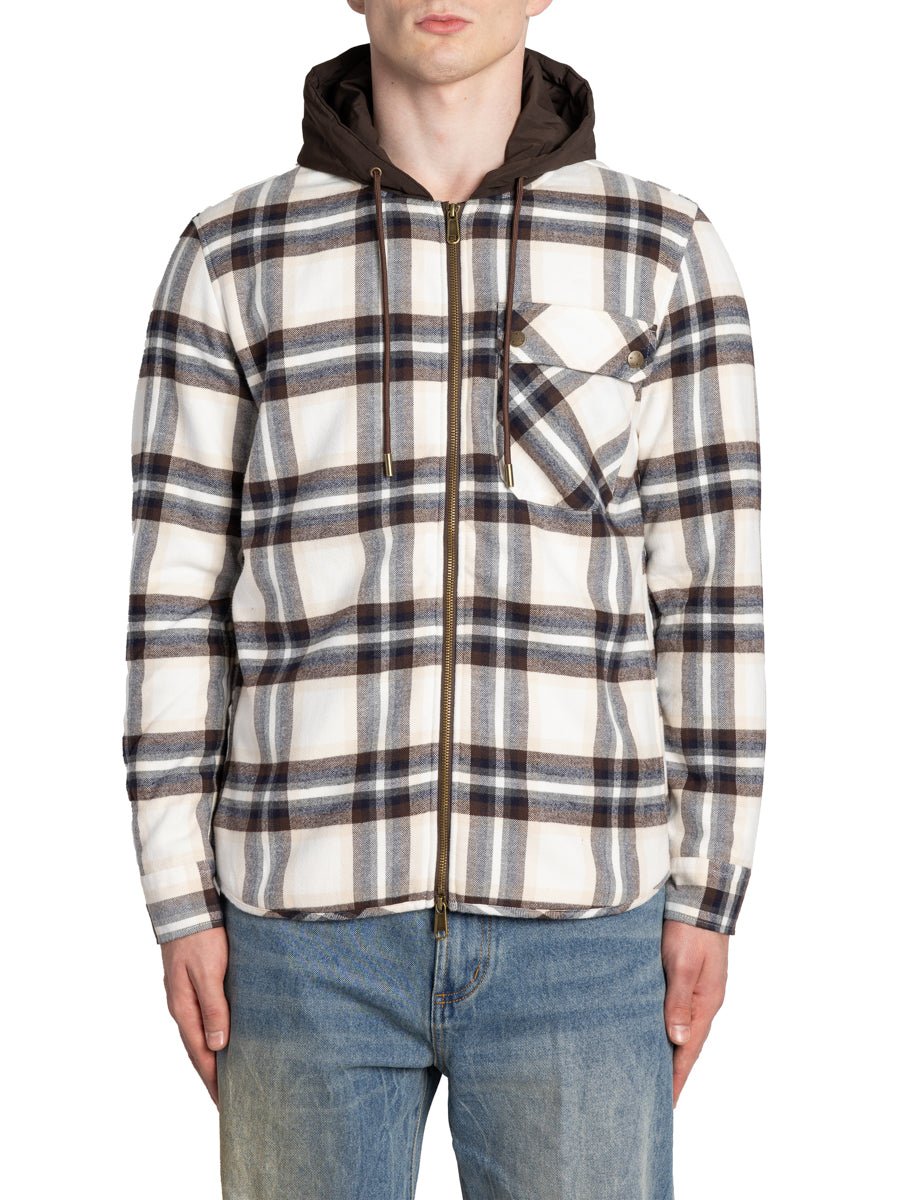 overshirt orsetto cappuccio tasca marrone blu - alley docks - giacca