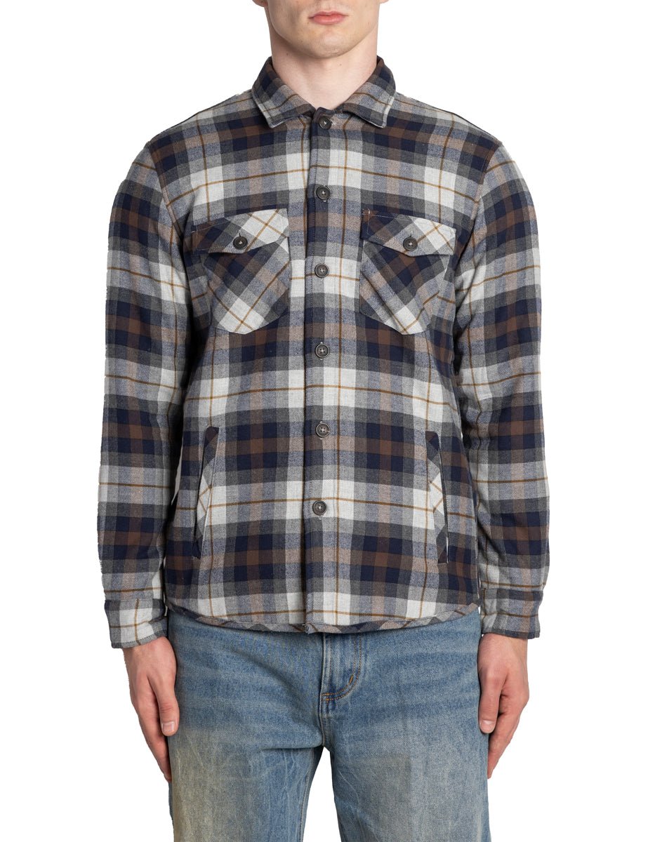 overshirt orsetto due tasche check marrone blu - alley docks - giacca