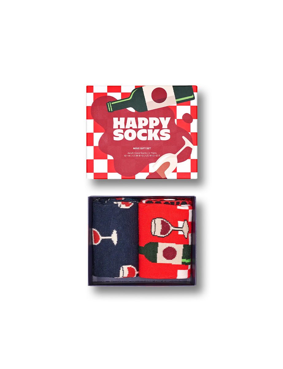 pack wine gift set socks blue - happy socks - calze
