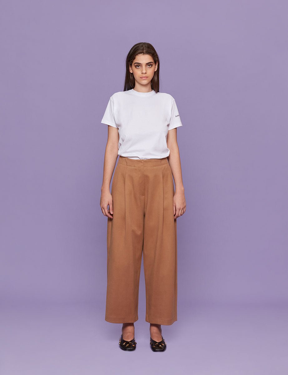 panta cropped drill camel - blufrida - pantalone