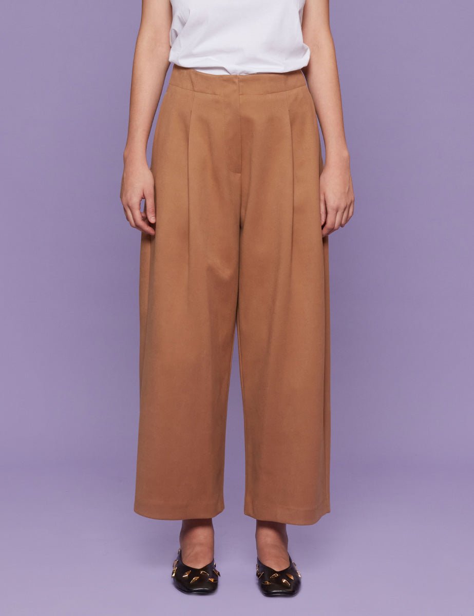panta cropped drill camel - blufrida - pantalone