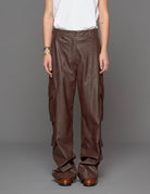 pantacargo pelle caffe - fermas club - pantalone