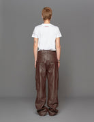 pantacargo pelle caffe - fermas club - pantalone