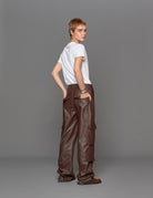 pantacargo pelle caffe - fermas club - pantalone