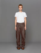 pantacargo pelle caffe - fermas club - pantalone