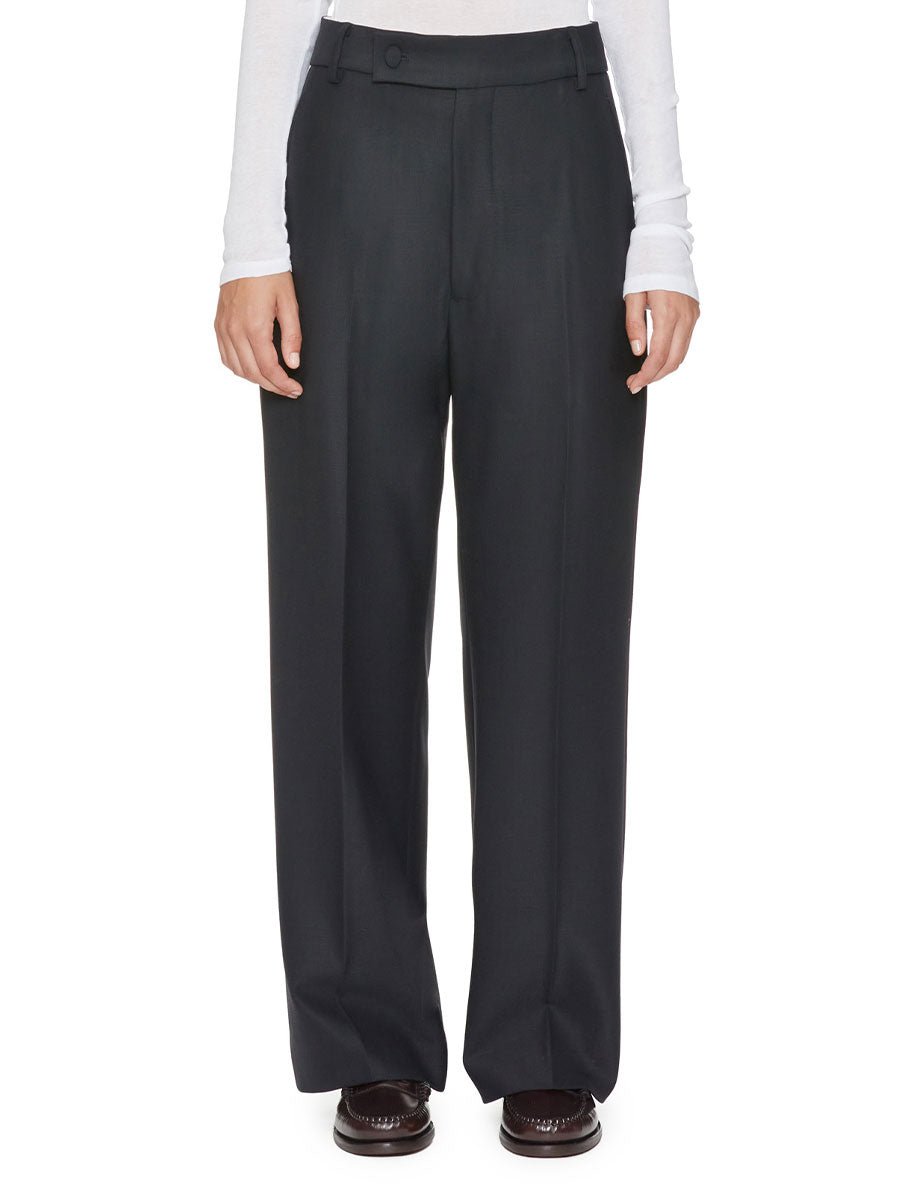pantalone bottone blu melange - plan c - pantalone