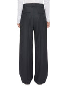 pantalone bottone blu melange - plan c - pantalone