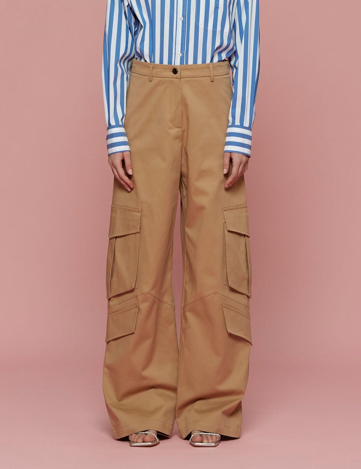 pantalone cargo cotone cuoio - Frida SRL