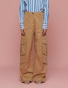 pantalone cargo cotone cuoio - Frida SRL