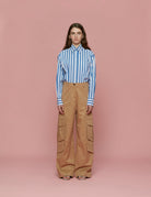 pantalone cargo cotone cuoio - Frida SRL