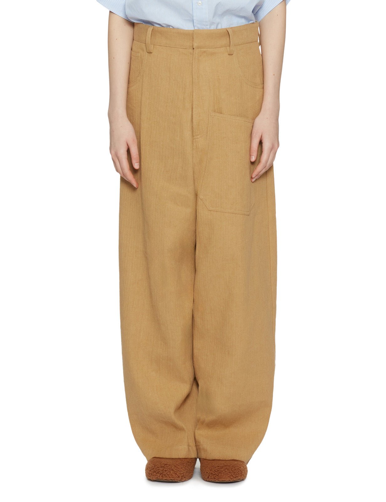 pantalone carla over jacquard royal yellow - jejia - pantalone