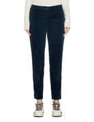 pantalone caviglia slim velluto blu - blufrida - pantalone