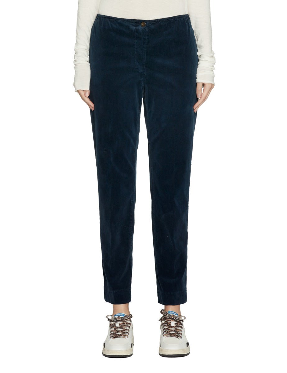 pantalone caviglia slim velluto blu - blufrida - pantalone