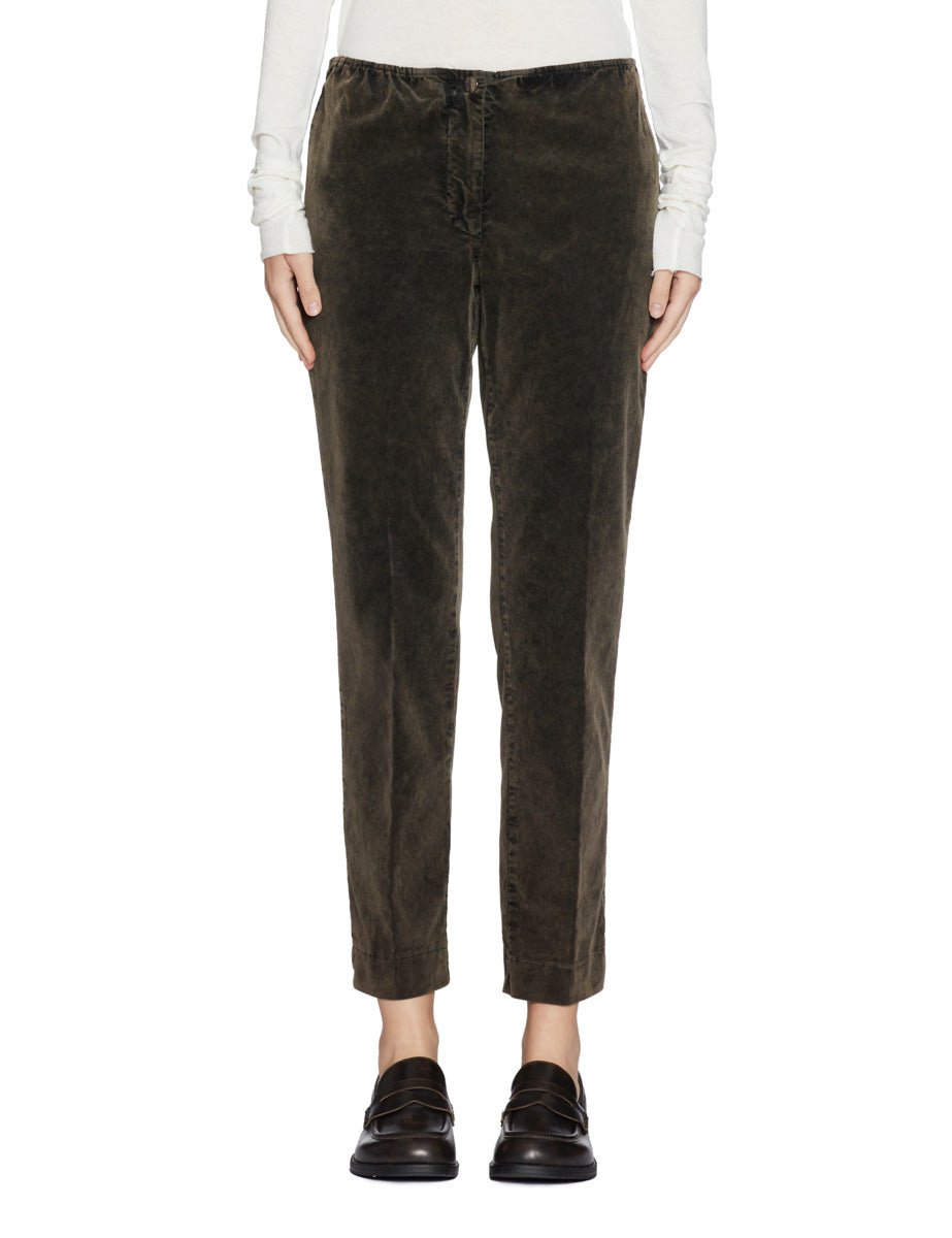 pantalone caviglia slim velluto moro - blufrida - pantalone