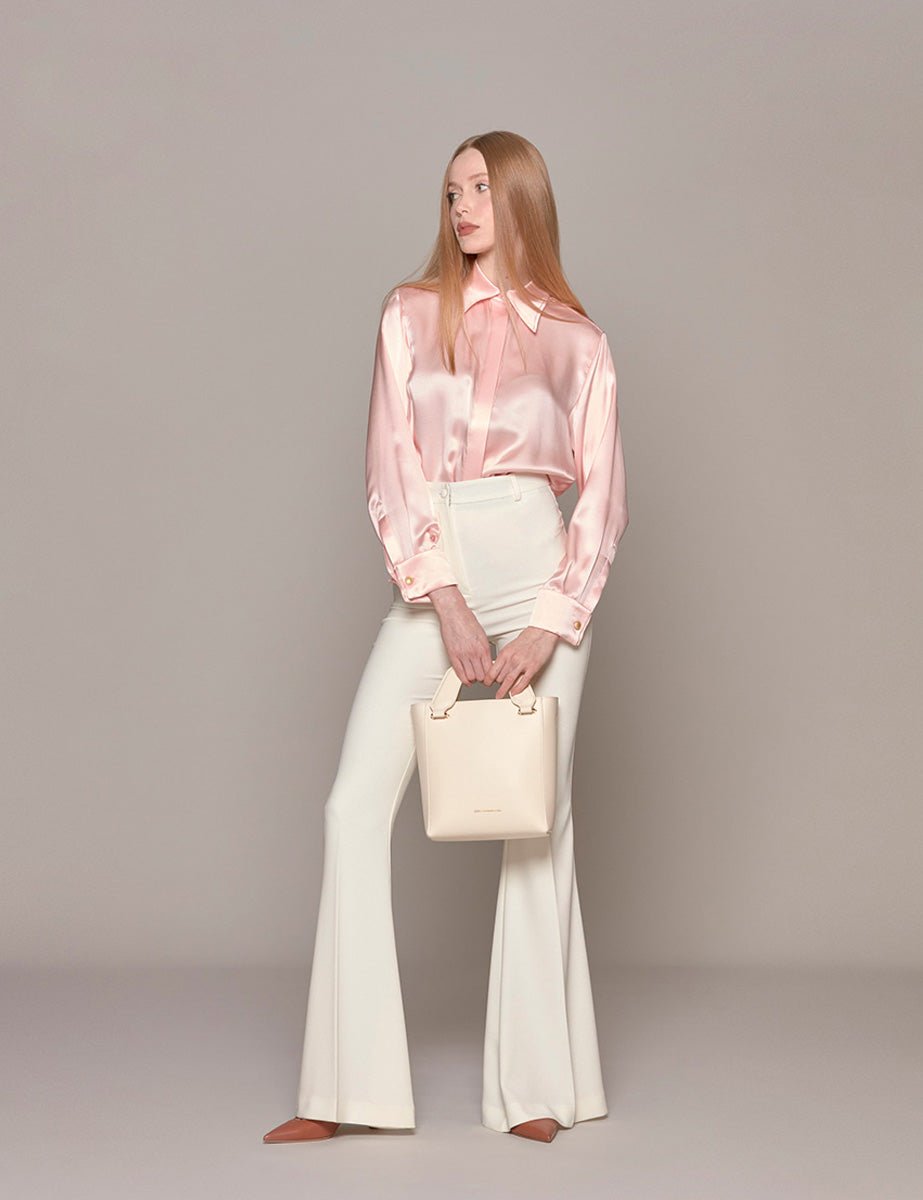 pantalone classico flare cream - hebe studio - pantalone