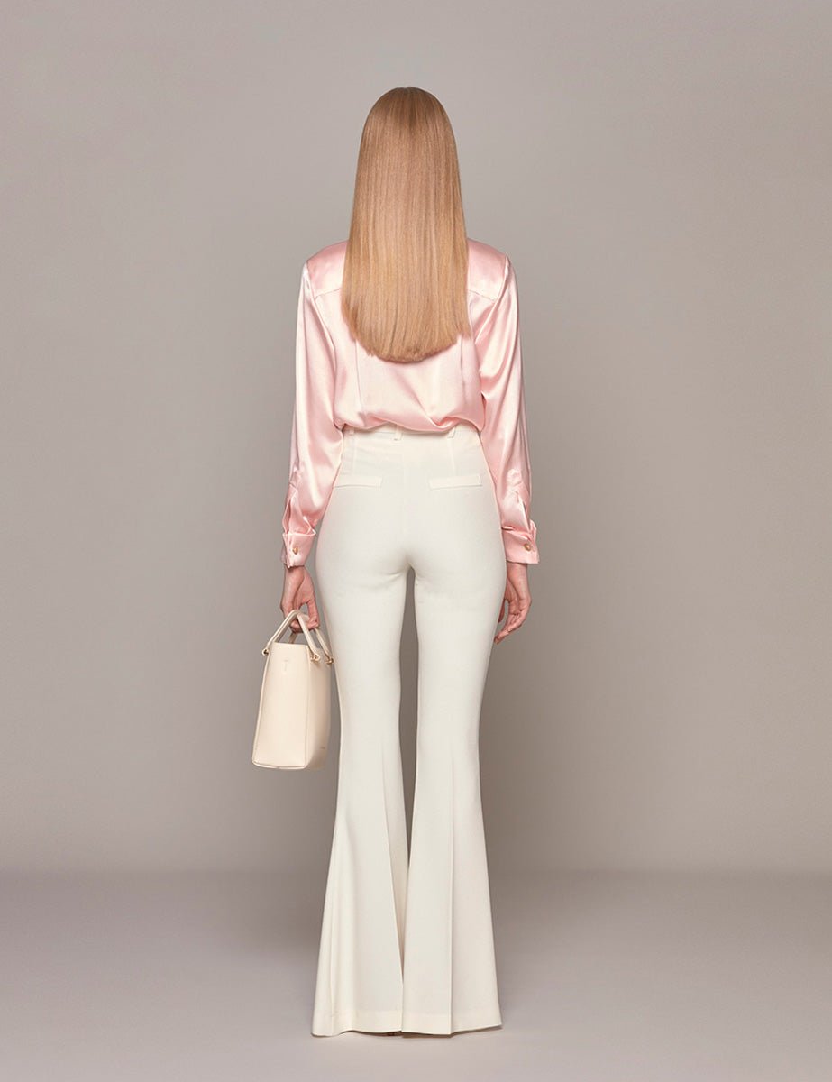 pantalone classico flare cream - hebe studio - pantalone