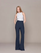 pantalone classico flare navy - hebe studio - pantalone
