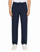 pantalone coulisse lino blu navy - alley docks - pantalone casual