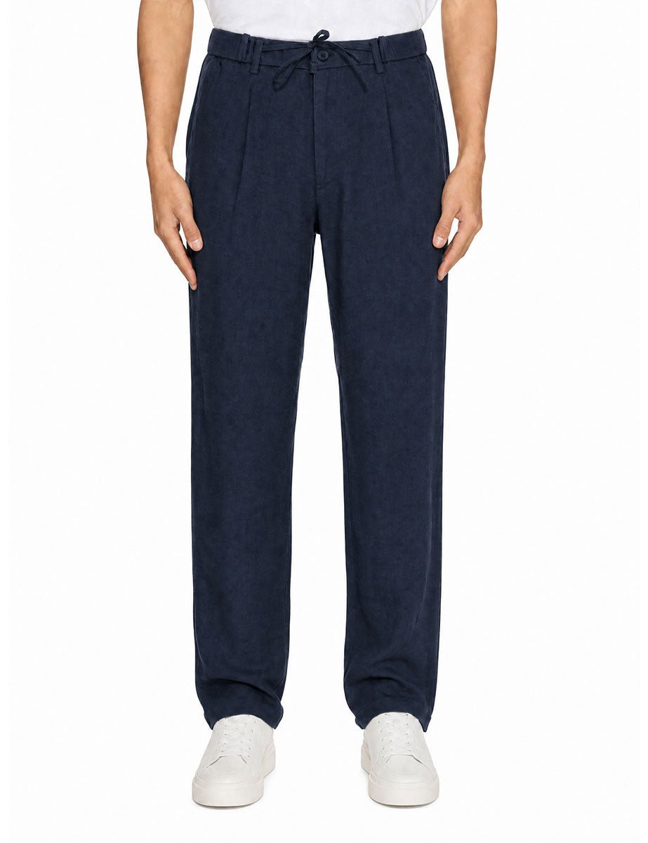 pantalone coulisse lino blu navy - alley docks - pantalone casual
