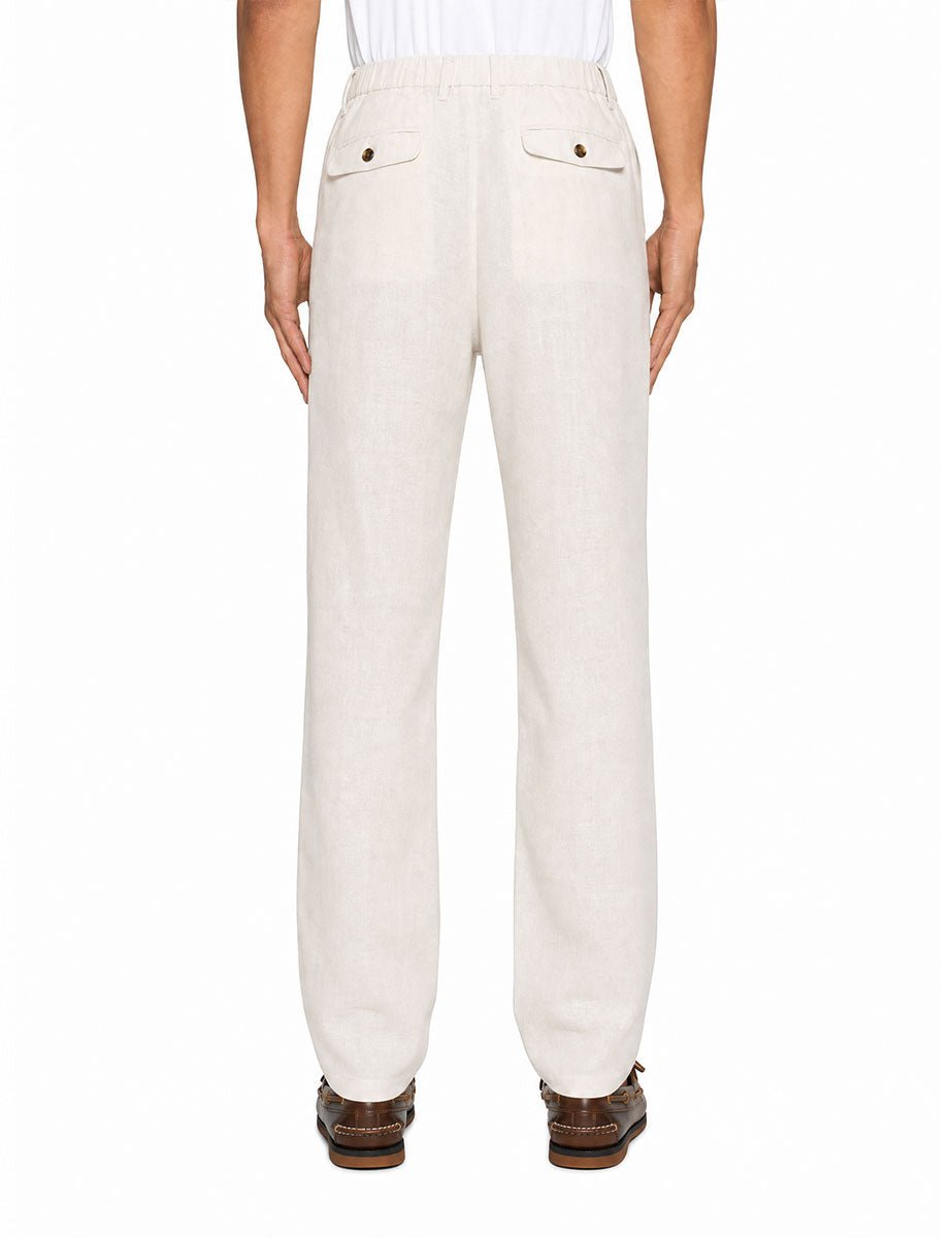 pantalone coulisse lino white - alley docks - pantalone casual