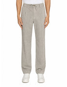 pantalone coulisse righe lino cotone olive green - alley docks - pantalone casual