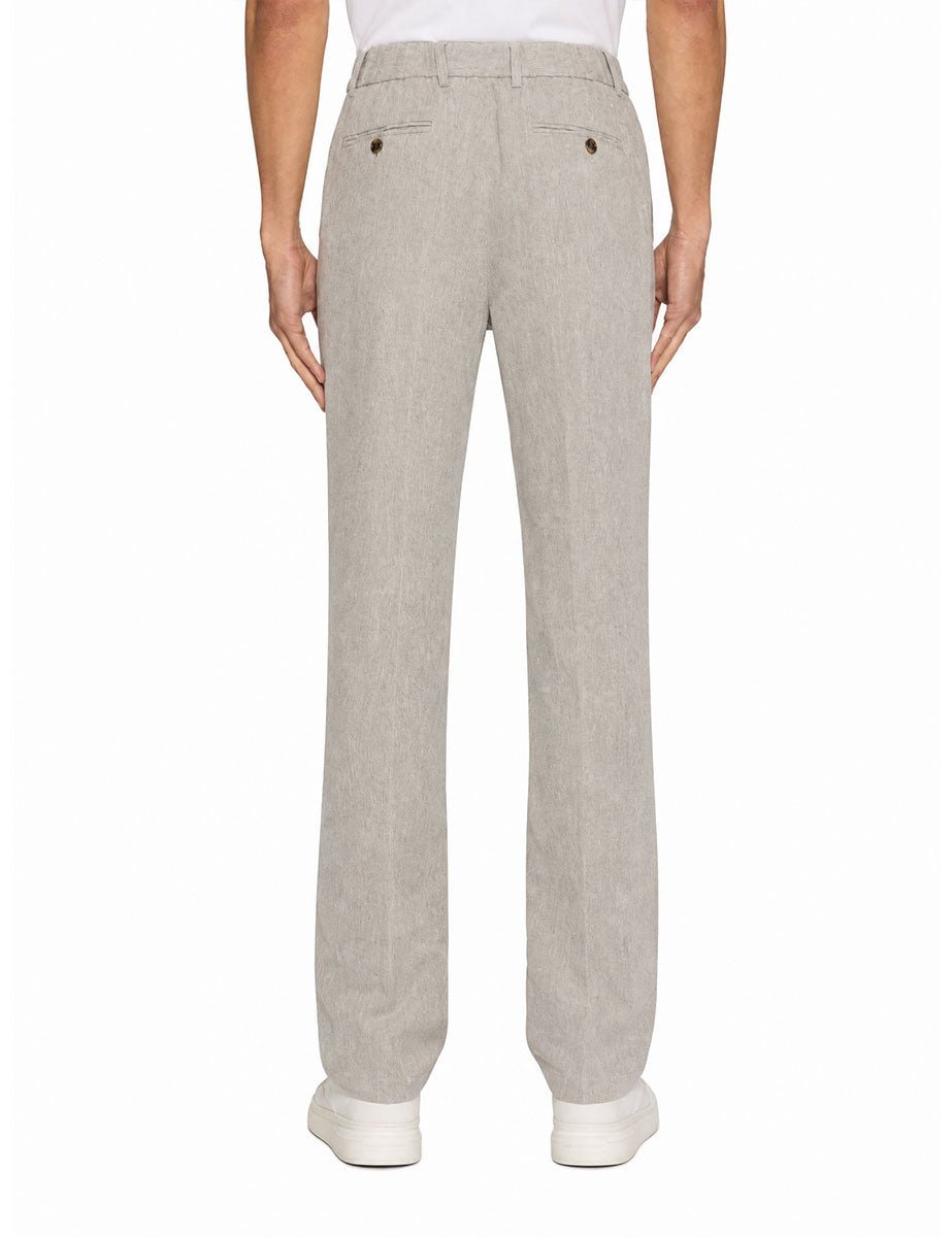 pantalone coulisse righe lino cotone olive green - alley docks - pantalone casual