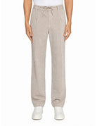 pantalone coulisse righe lino cotone tabacco - alley docks - pantalone casual
