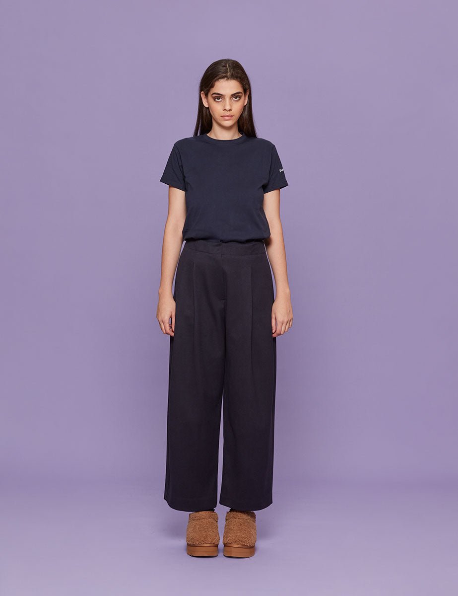 pantalone cropped drill blu - blufrida - pantalone