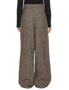 pantalone doppia pinces tartan marrone - blufrida - pantalone
