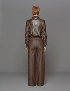 pantalone dritto ecopelle caffe - blufrida - pantalone