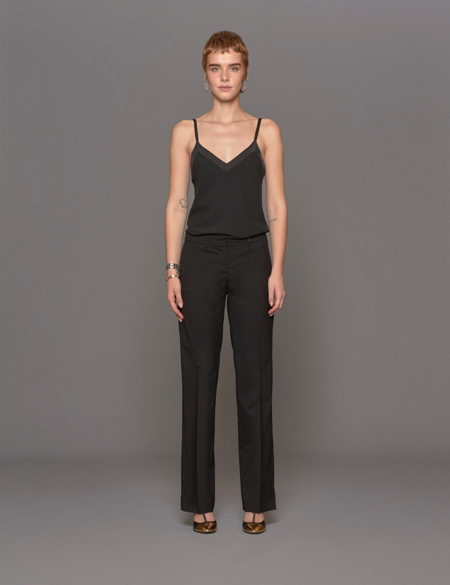 pantalone dritto flanella nero - blufrida - pantalone