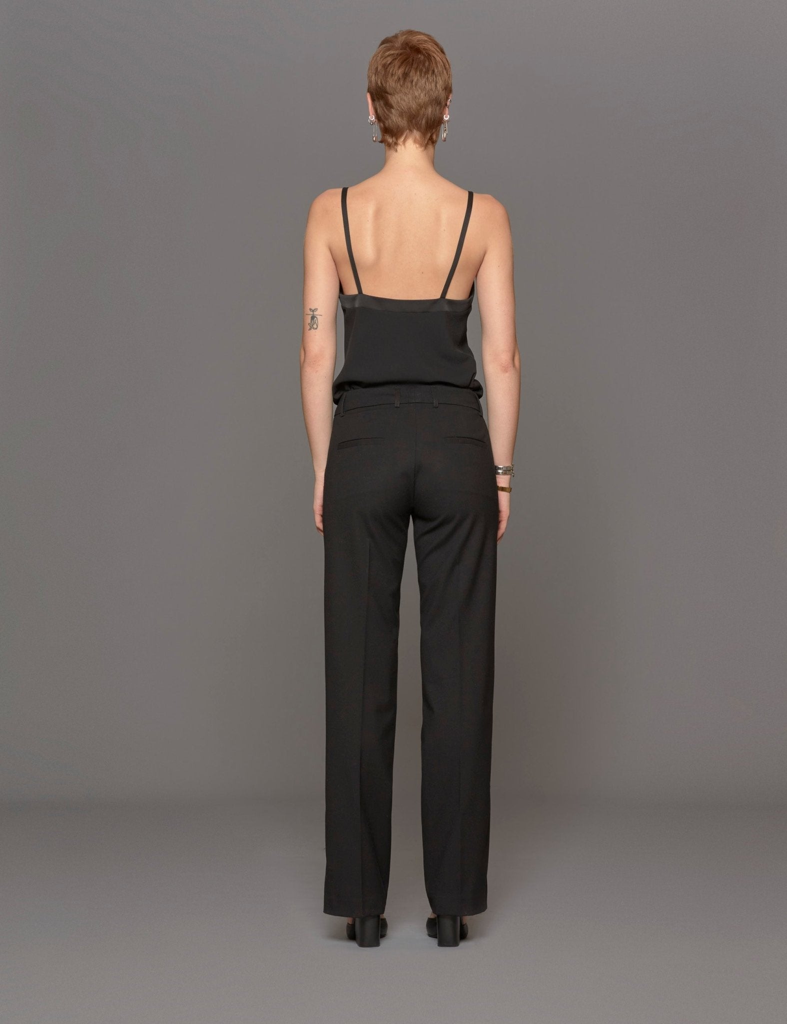 pantalone dritto flanella nero - blufrida - pantalone