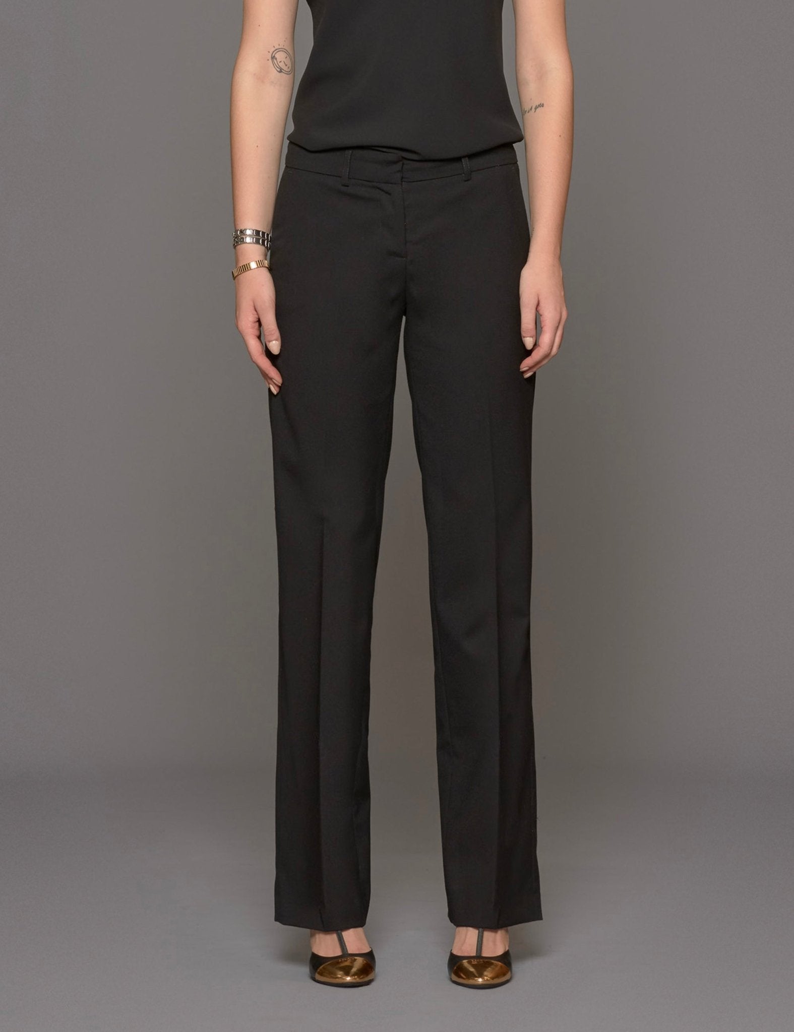 pantalone dritto flanella nero - blufrida - pantalone