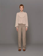 pantalone dritto flanella taupe - blufrida - pantalone
