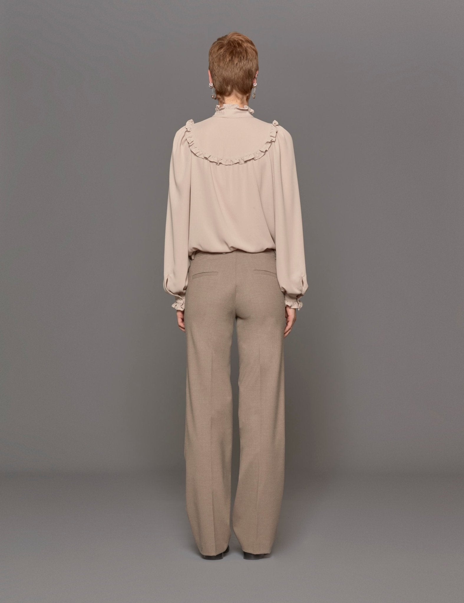 pantalone dritto flanella taupe - blufrida - pantalone