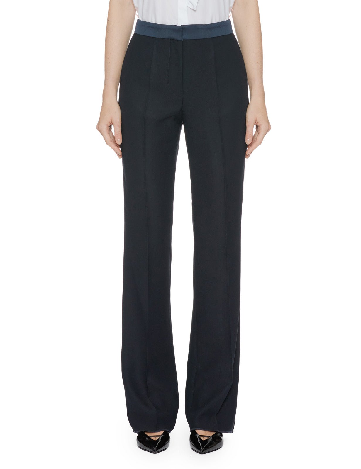 pantalone dritto raso blu - vivetta - pantalone