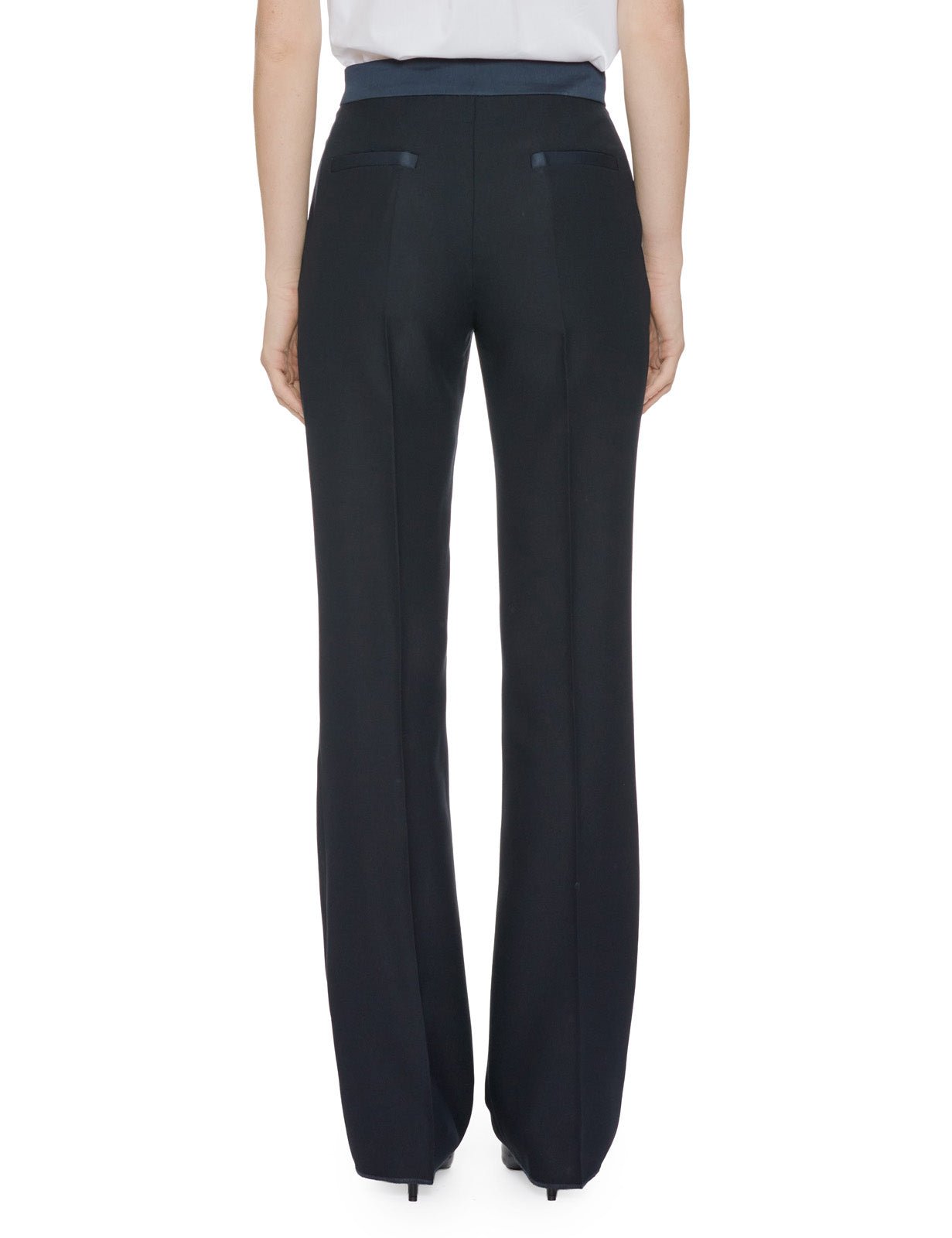 pantalone dritto raso blu - vivetta - pantalone