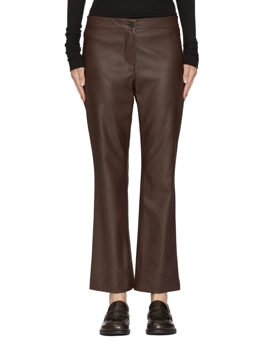 pantalone ecopelle trombetta caffe - blufrida - pantalone