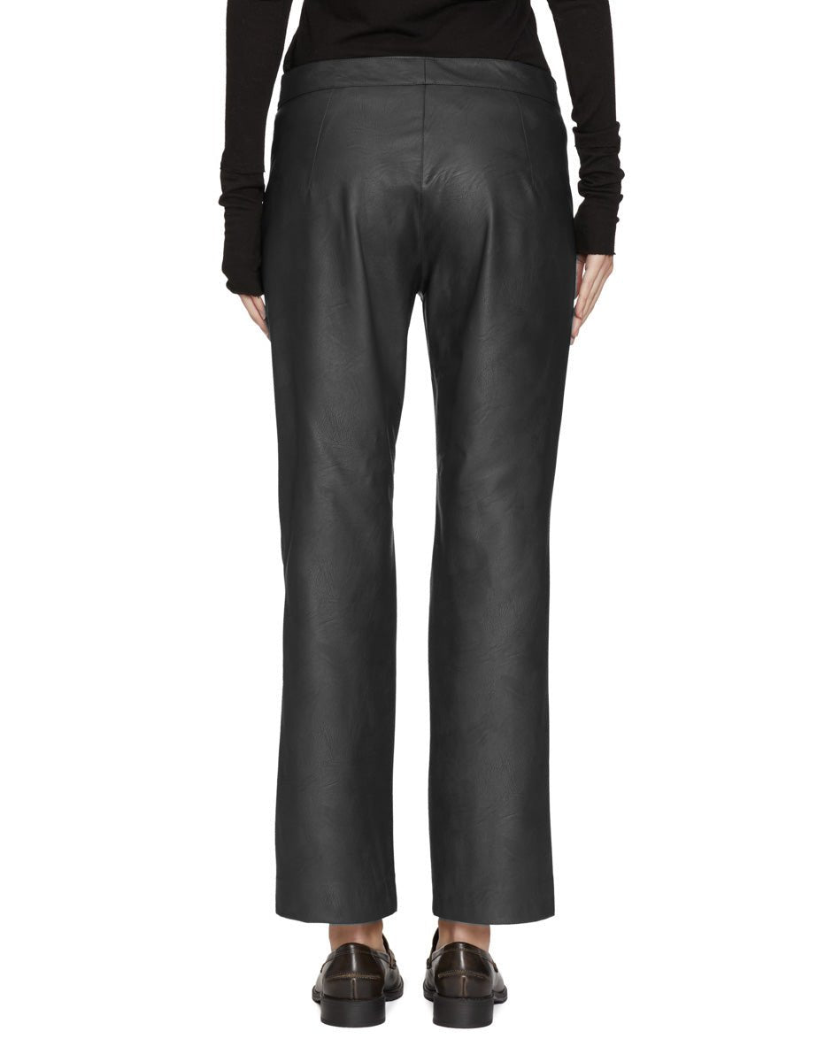 pantalone ecopelle trombetta nero - blufrida - pantalone