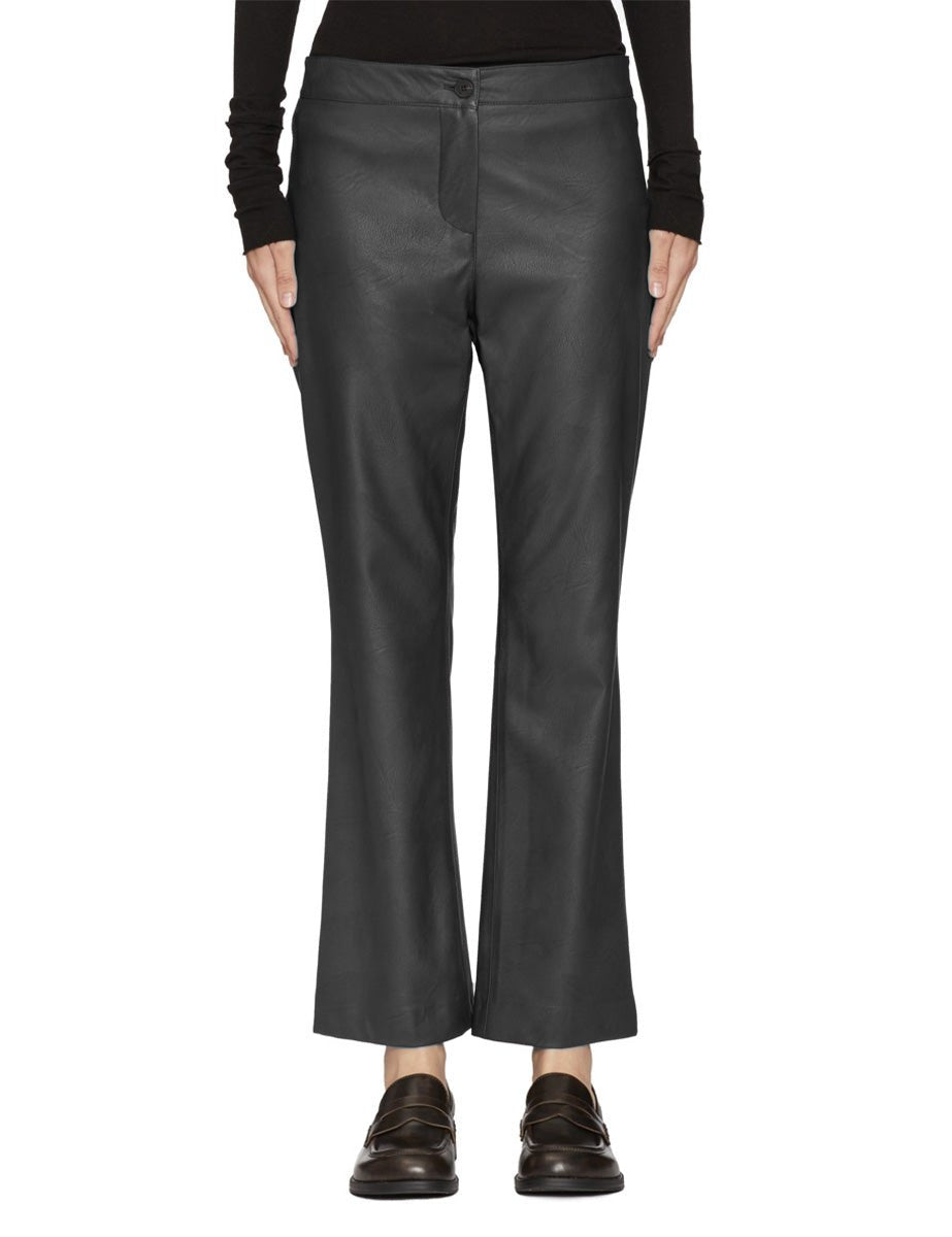 pantalone ecopelle trombetta nero - blufrida - pantalone