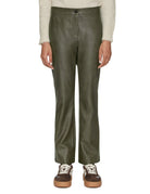 pantalone ecopelle trombetta verde militare - blufrida - pantalone