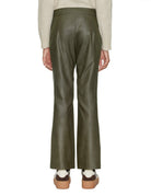 pantalone ecopelle trombetta verde militare - blufrida - pantalone