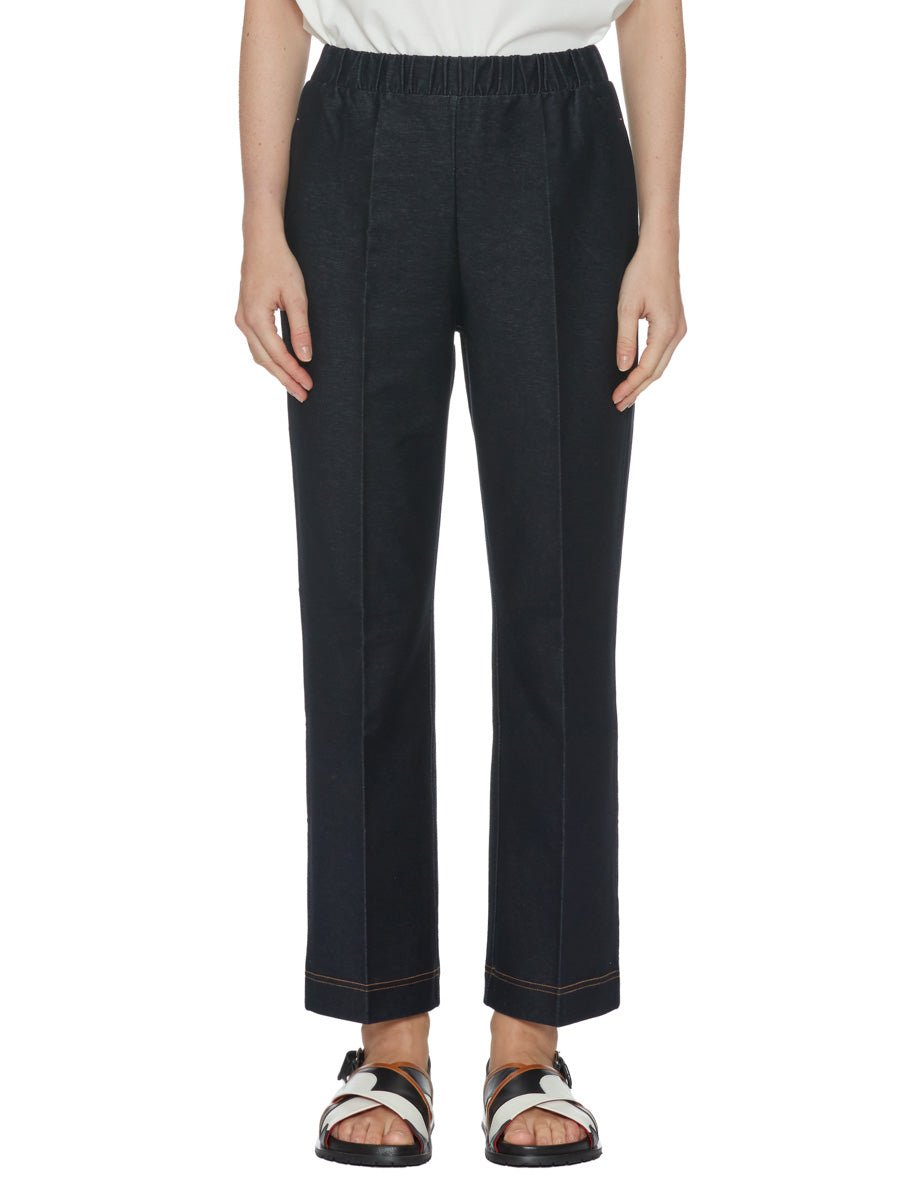 pantalone elastico bulldenim blu navy - mm by max mara - pantalone